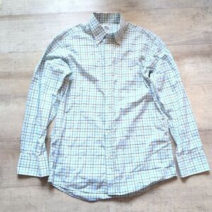 Lacoste Dress Shirt Mens 40 White Blue Check Long Sleeve Button Up Preppy Casual